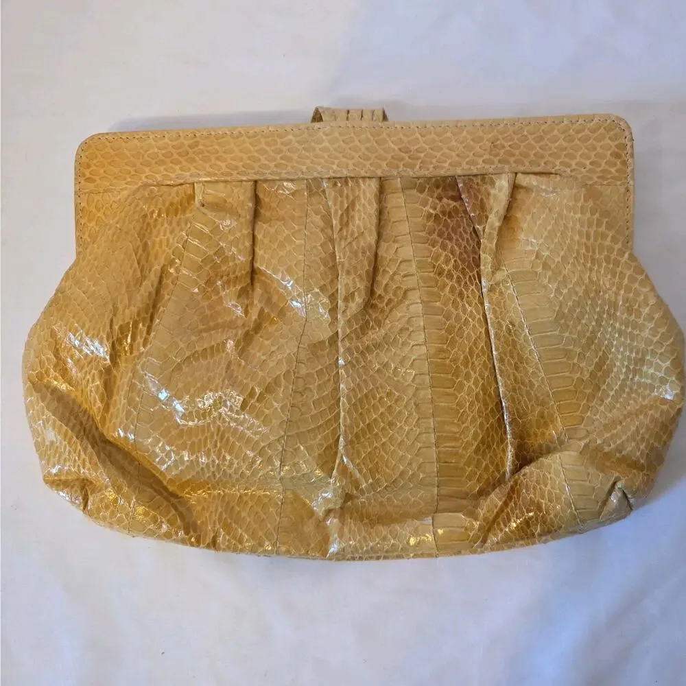 Y2K Vintage 80s J. Renee Beige Real Snakeskin Leather Clutch